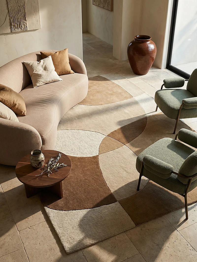 Wollteppich Abstrakt-Design · 100 % Wolle · 8 mm Kurzflor