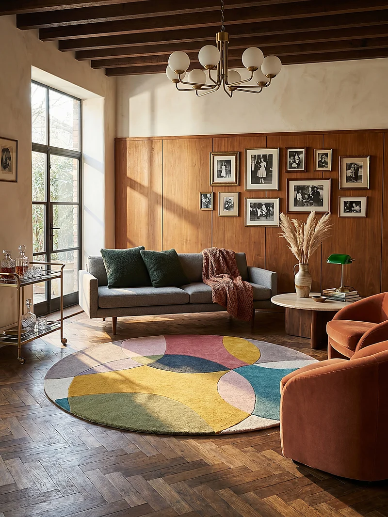Wollteppich Abstrakt-Design · 100 % Wolle · 8 mm Kurzflor