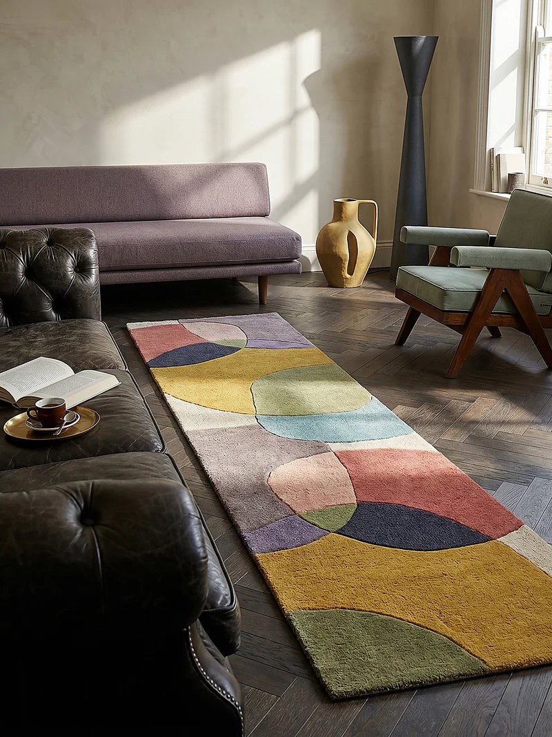 Wollteppich Abstrakt-Design · 100 % Wolle · 8 mm Kurzflor