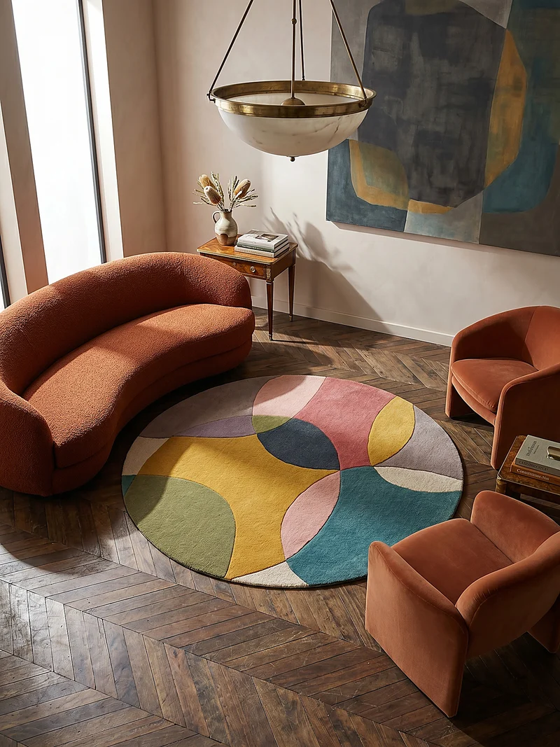 Wollteppich Abstrakt-Design · 100 % Wolle · 8 mm Kurzflor