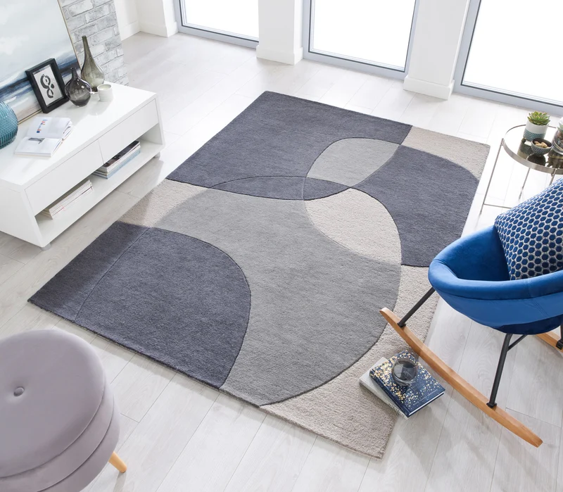 Wollteppich Abstrakt-Design · 100 % Wolle · 8 mm Kurzflor