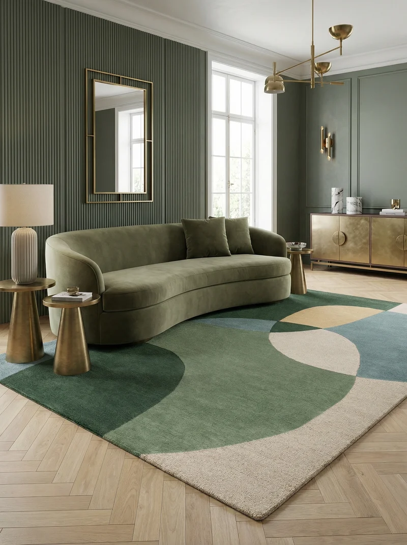 Wollteppich Abstrakt-Design · 100 % Wolle · 8 mm Kurzflor