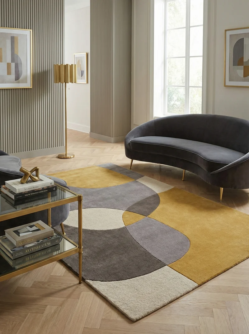 Wollteppich Abstrakt-Design · 100 % Wolle · 8 mm Kurzflor