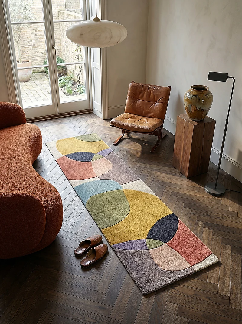 Wollteppich Abstrakt-Design · 100 % Wolle · 8 mm Kurzflor