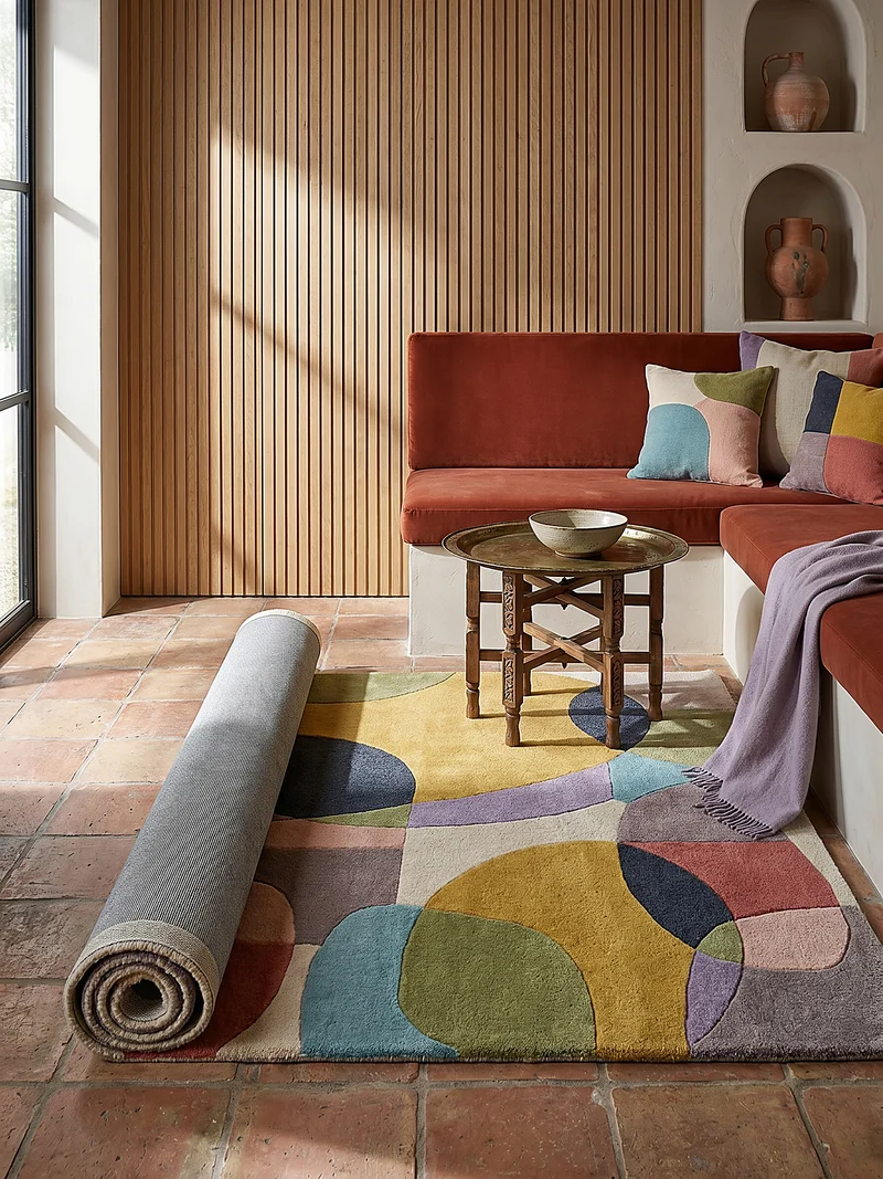 Wollteppich Abstrakt-Design · 100 % Wolle · 8 mm Kurzflor