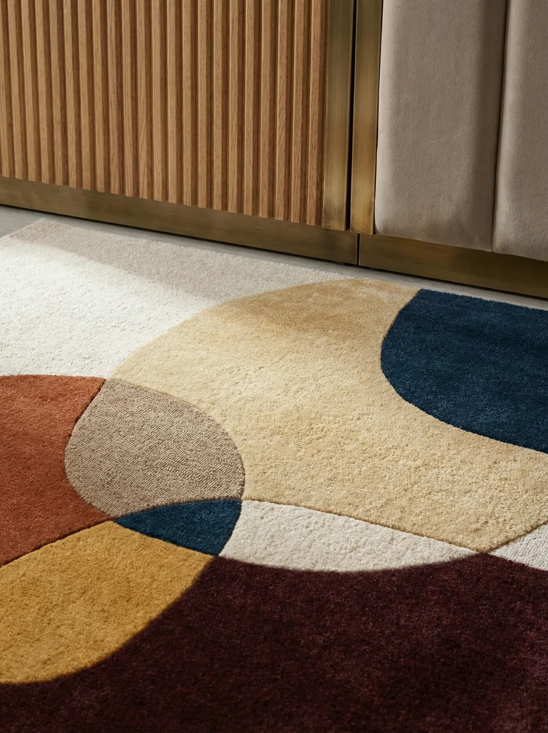 Wollteppich Abstrakt-Design · 100 % Wolle · 8 mm Kurzflor