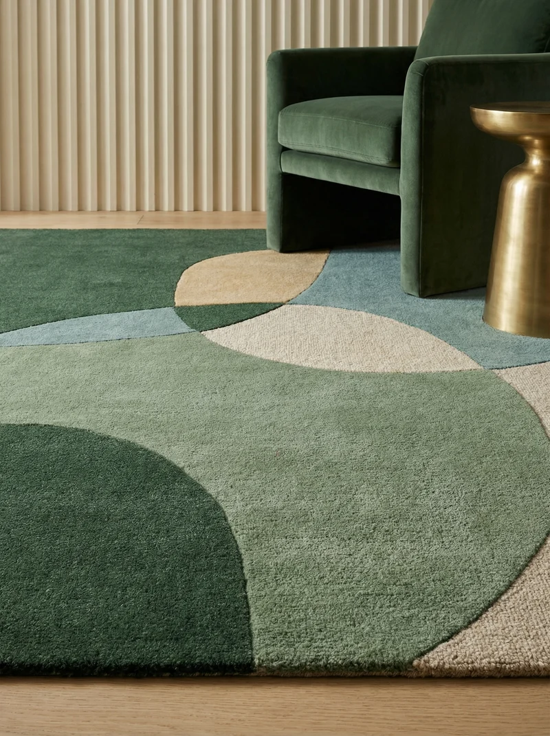 Wollteppich Abstrakt-Design · 100 % Wolle · 8 mm Kurzflor