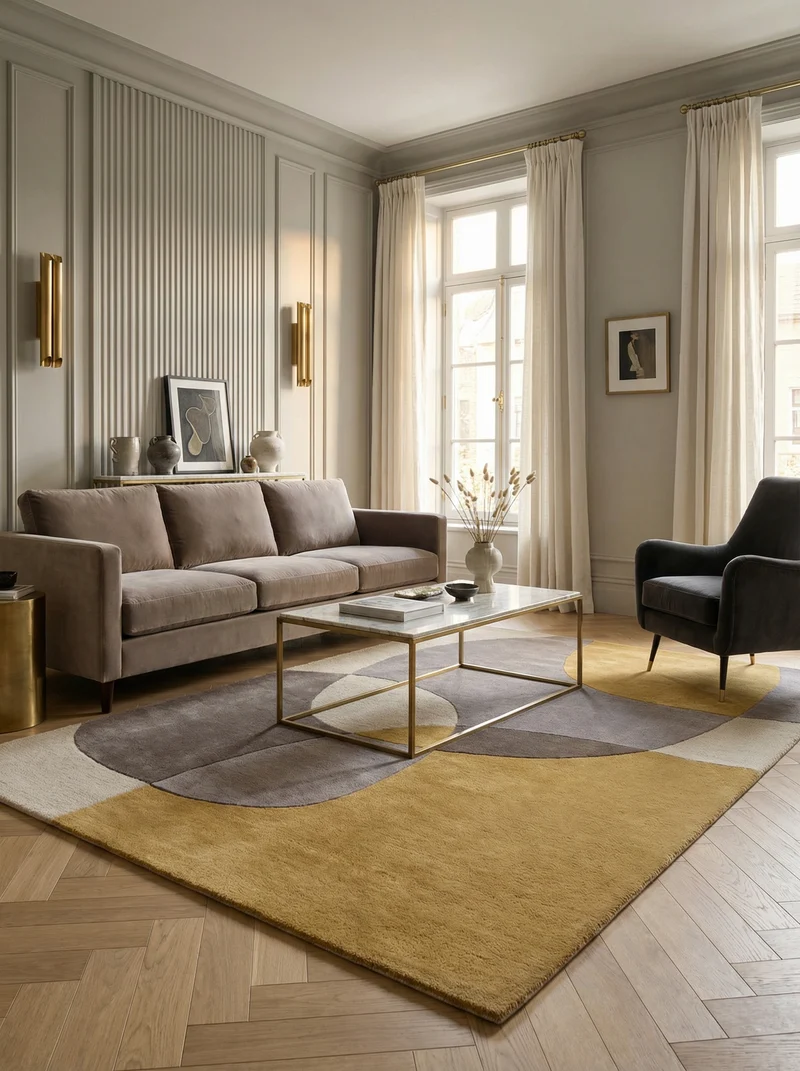 Wollteppich Abstrakt-Design · 100 % Wolle · 8 mm Kurzflor
