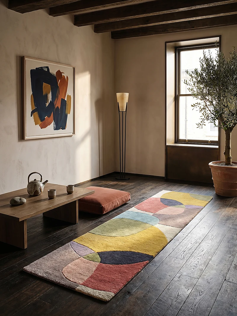 Wollteppich Abstrakt-Design · 100 % Wolle · 8 mm Kurzflor