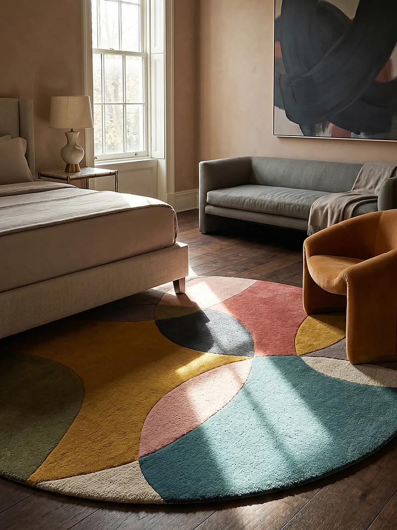 Wollteppich Abstrakt-Design · 100 % Wolle · 8 mm Kurzflor