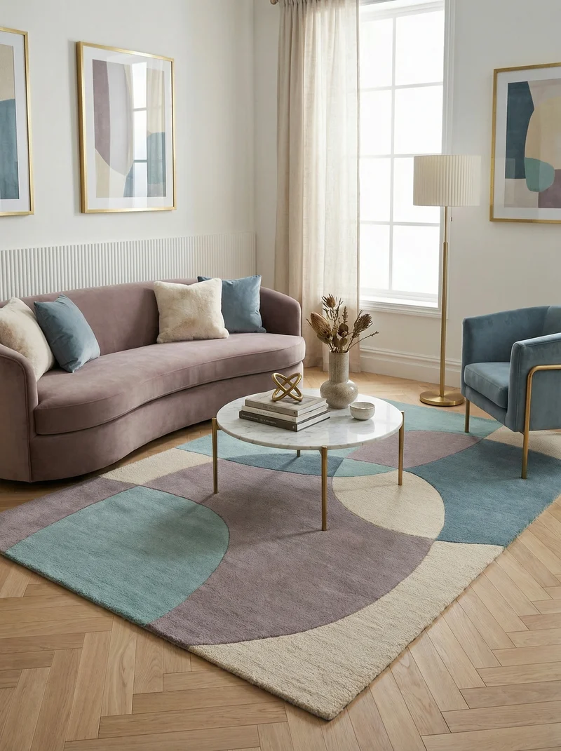 Wollteppich Abstrakt-Design · 100 % Wolle · 8 mm Kurzflor