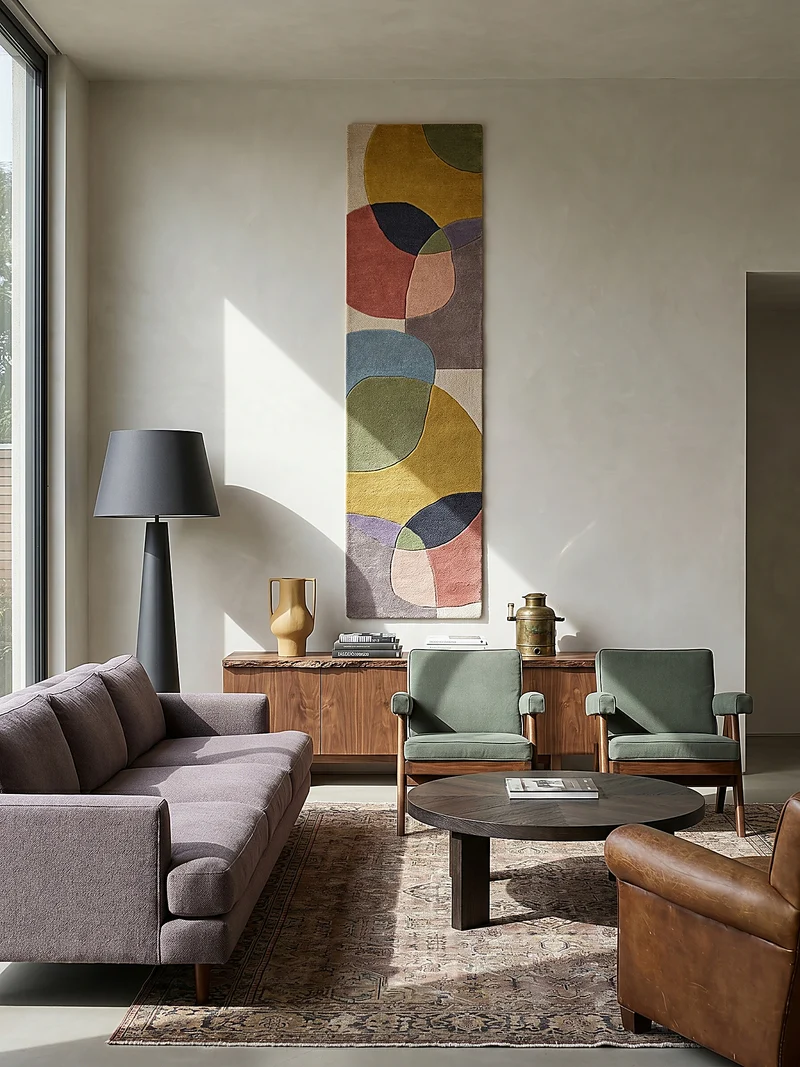 Wollteppich Abstrakt-Design · 100 % Wolle · 8 mm Kurzflor
