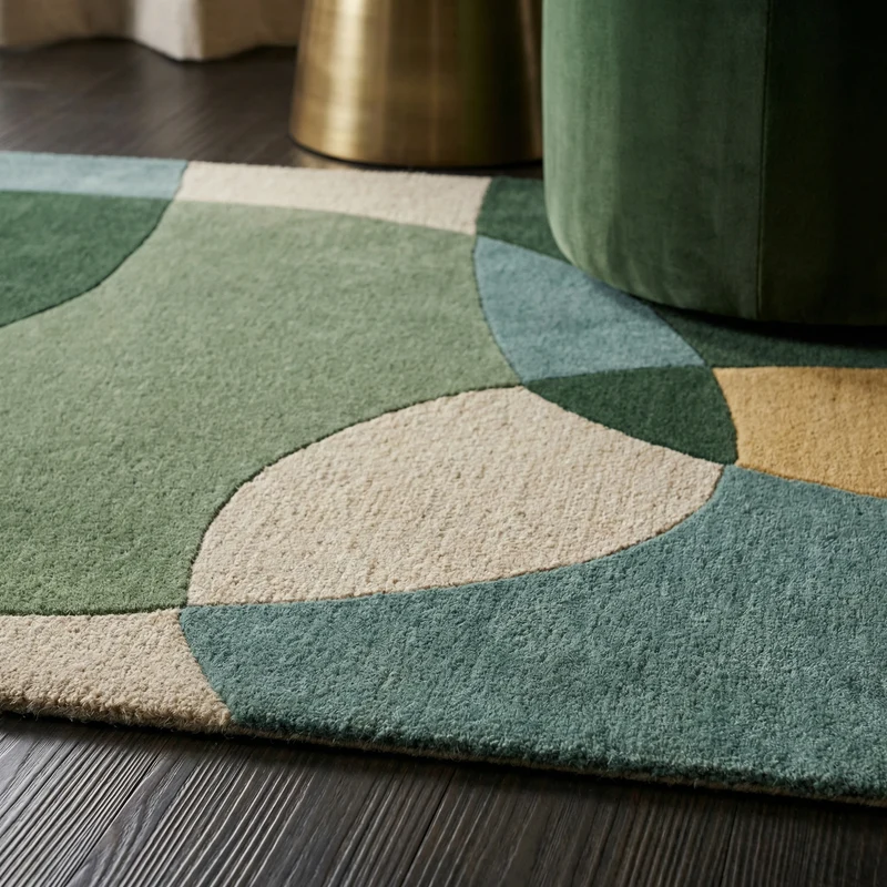 Wollteppich Abstrakt-Design · 100 % Wolle · 8 mm Kurzflor