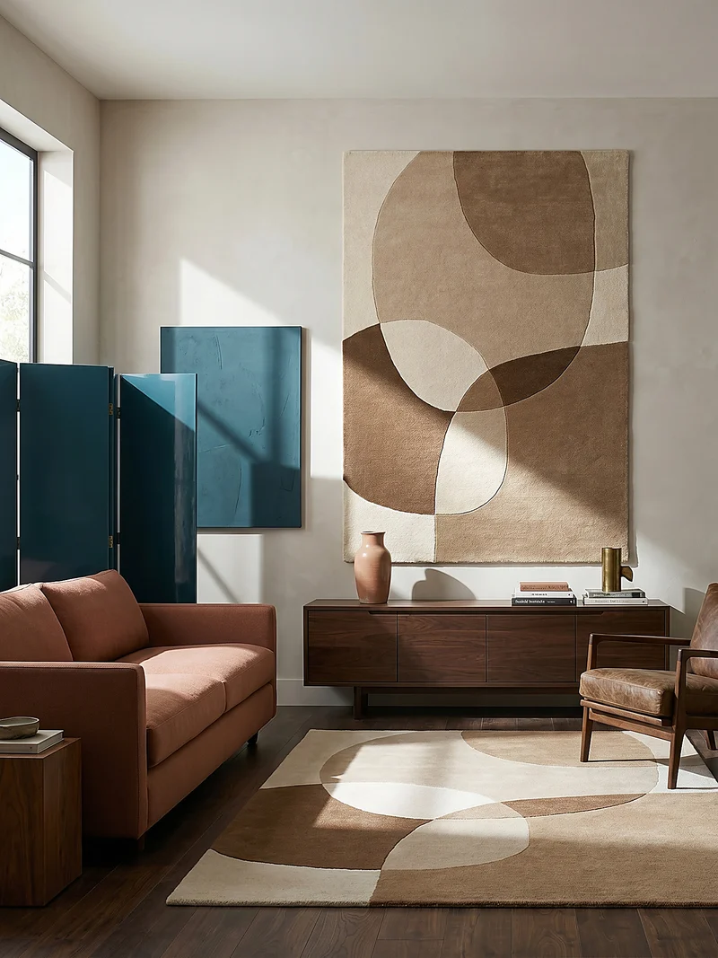 Wollteppich Abstrakt-Design · 100 % Wolle · 8 mm Kurzflor