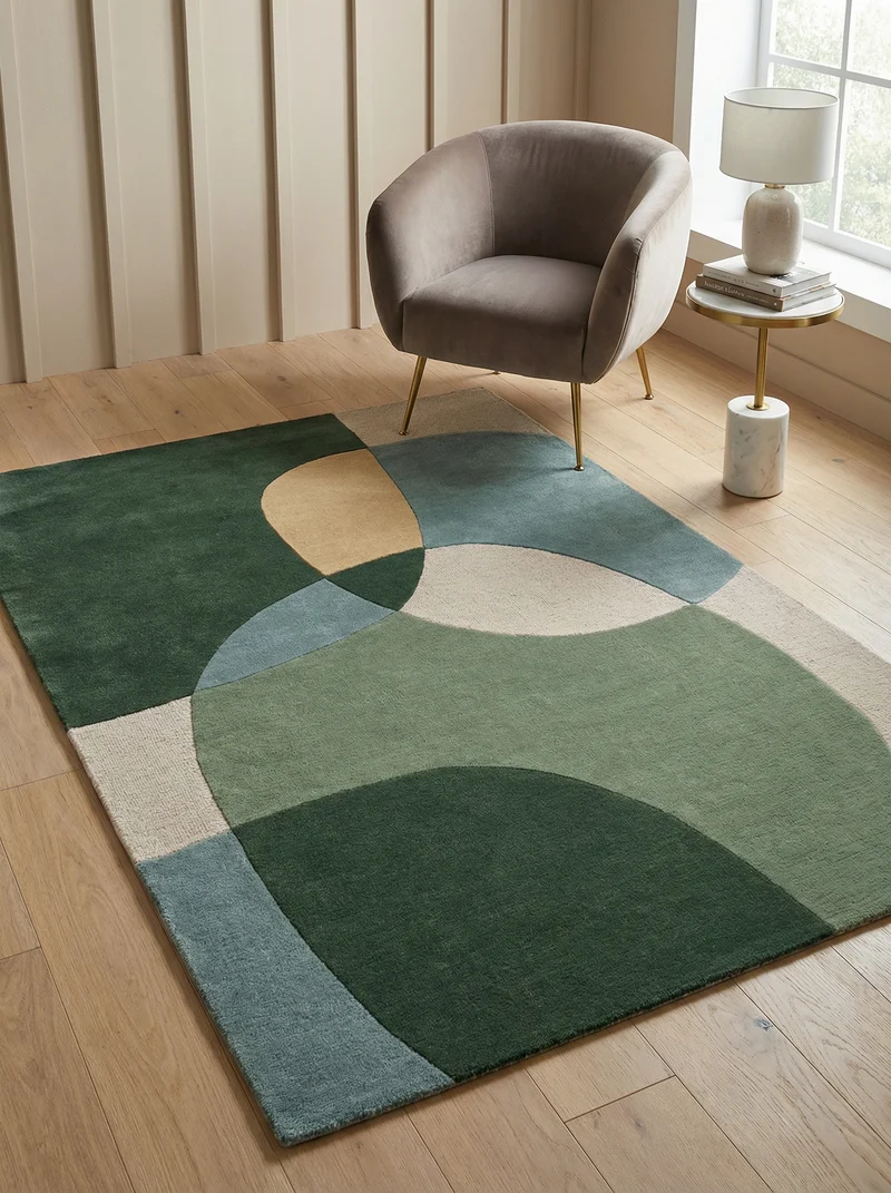 Wollteppich Abstrakt-Design · 100 % Wolle · 8 mm Kurzflor