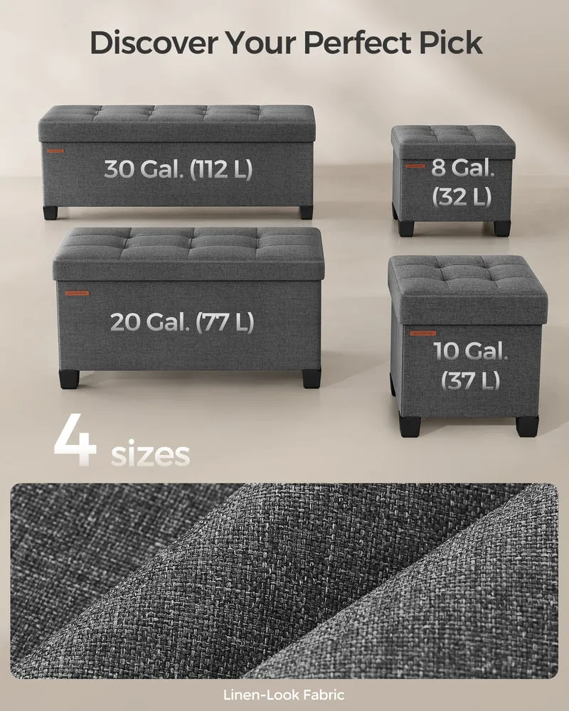 Storage Ottoman Bench, Foldable Foot Rest with Legs, End of Bed Bench, Storage Chest, Load up to 660 lb Entryway Dark Gray