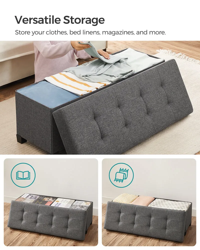 Storage Ottoman Bench, Foldable Foot Rest with Legs, End of Bed Bench, Storage Chest, Load up to 660 lb Entryway Dark Gray