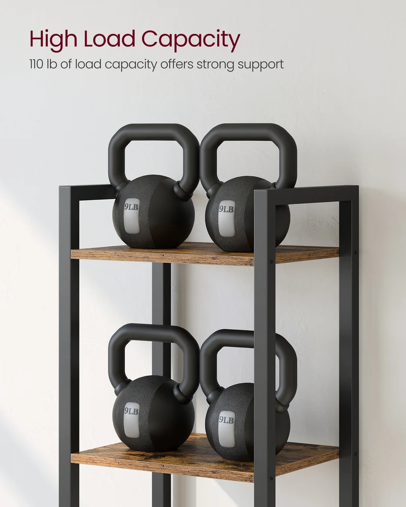 VASAGLE Storage Rack 6-Tier Tall Bookshelf Bookcase Display Shelves 11.8 x 15.7 x 73.8 Inches Rustic Brown and Black