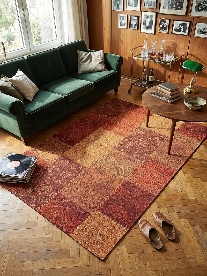 Flachgewebe-Teppich Patchwork-Chenille · 50 % Acryl · Vintage