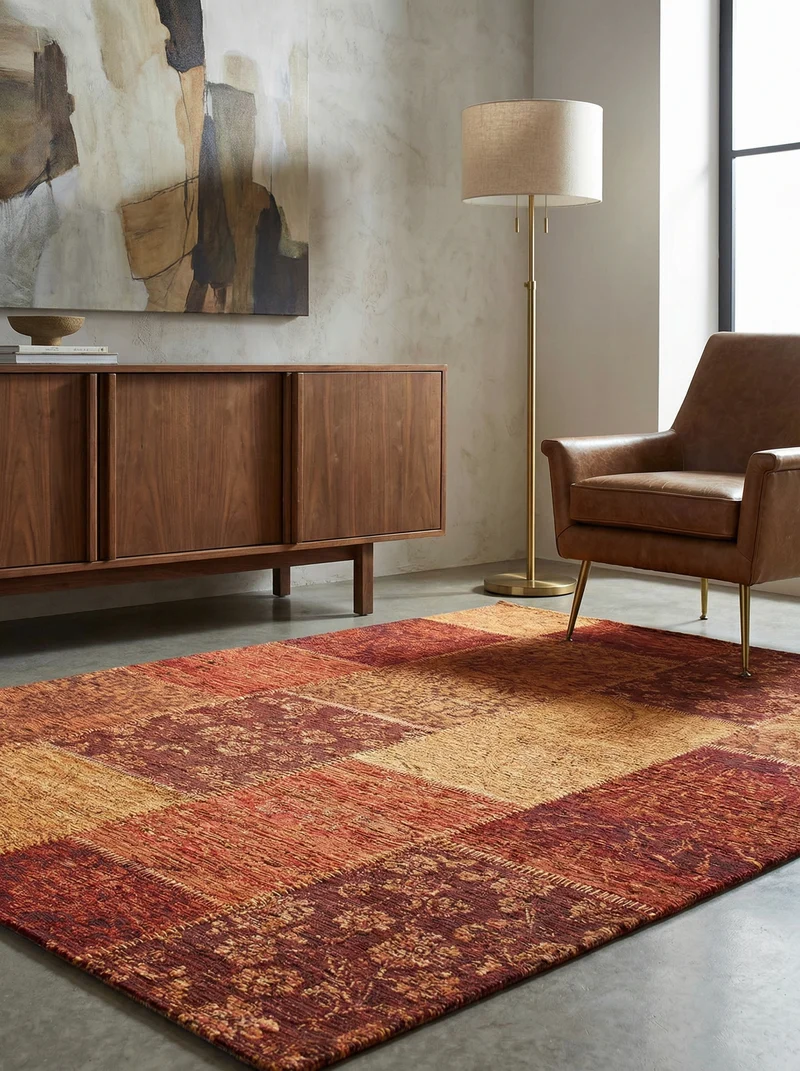 Flachgewebe-Teppich Patchwork-Chenille · 50 % Acryl · Vintage