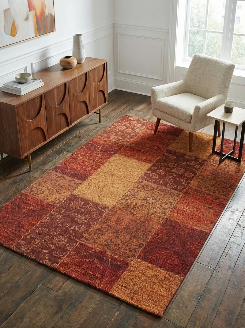 Flachgewebe-Teppich Patchwork-Chenille · 50 % Acryl · Vintage