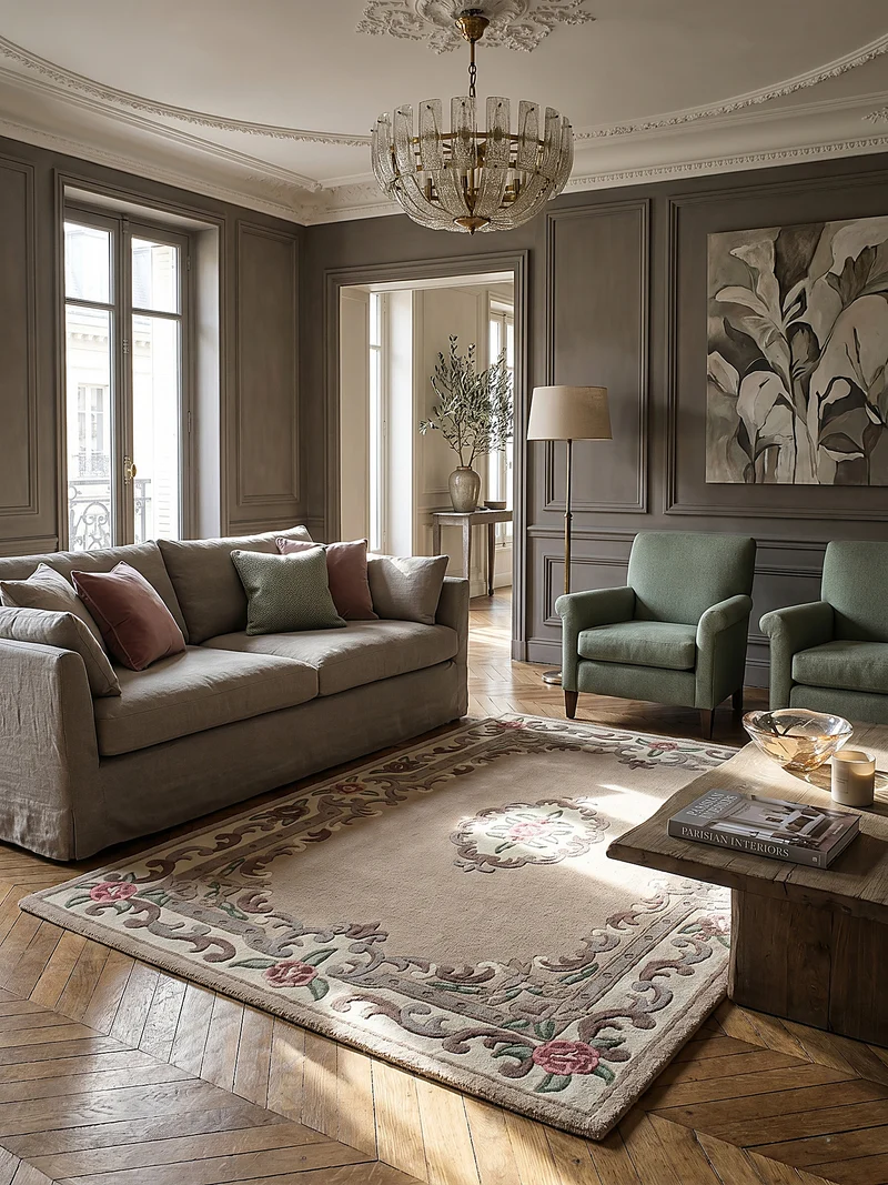 Wollteppich Aubusson-Muster handgeknüpft