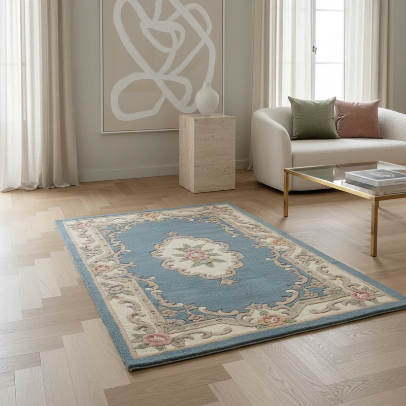 Wollteppich Aubusson-Muster handgeknüpft