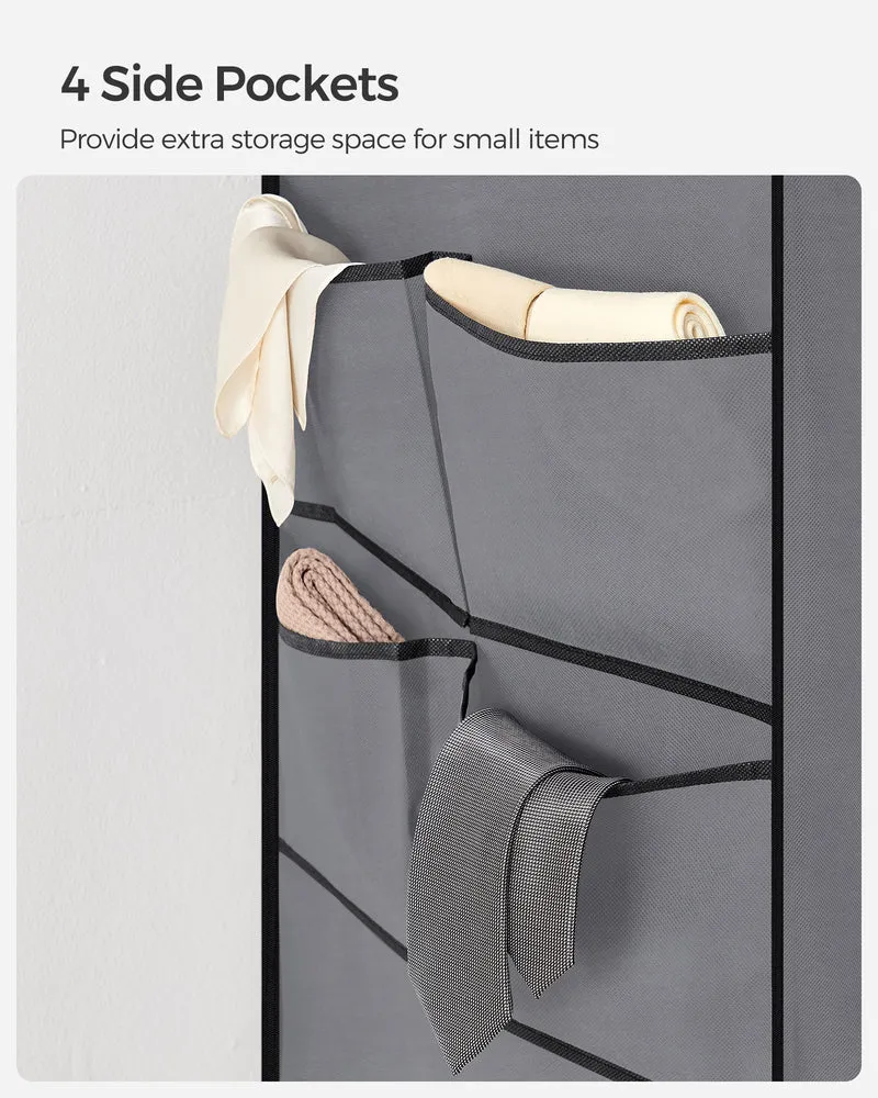 SONGMICS Portable Closet Clothes Wardrobe Organizer with Corver Clothing Rack with 3 Hanging Rods and Shelves Room Gray