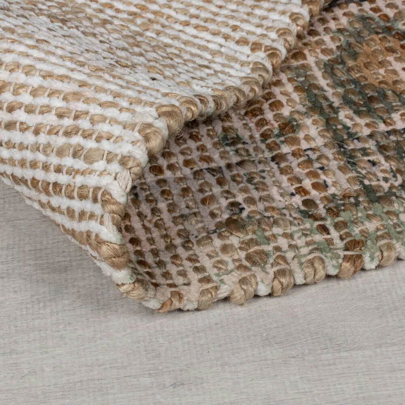 Jute-Teppich Vintage-Ornament · 69 % Jute · flach gewebt