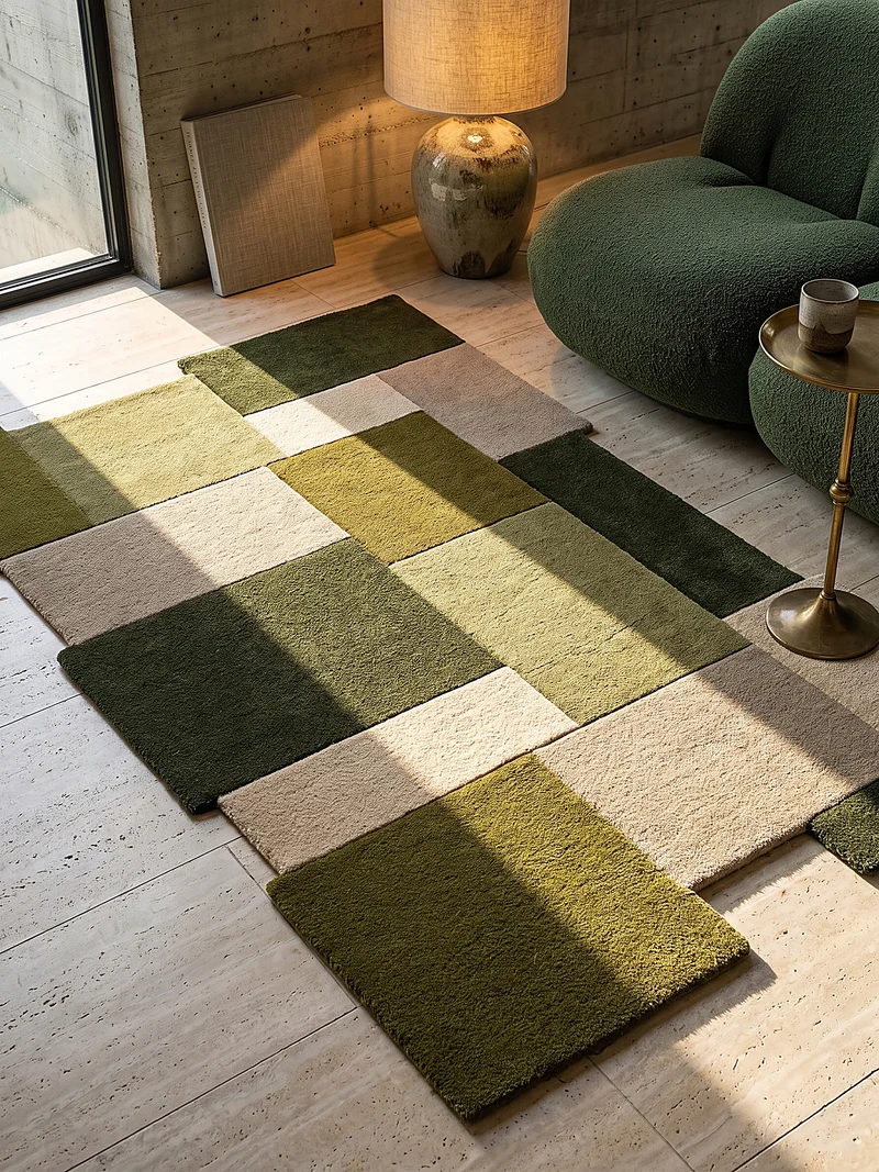 Wollteppich Cut-Out-Geometrie · 100 % Wolle · 10 mm Kurzflor