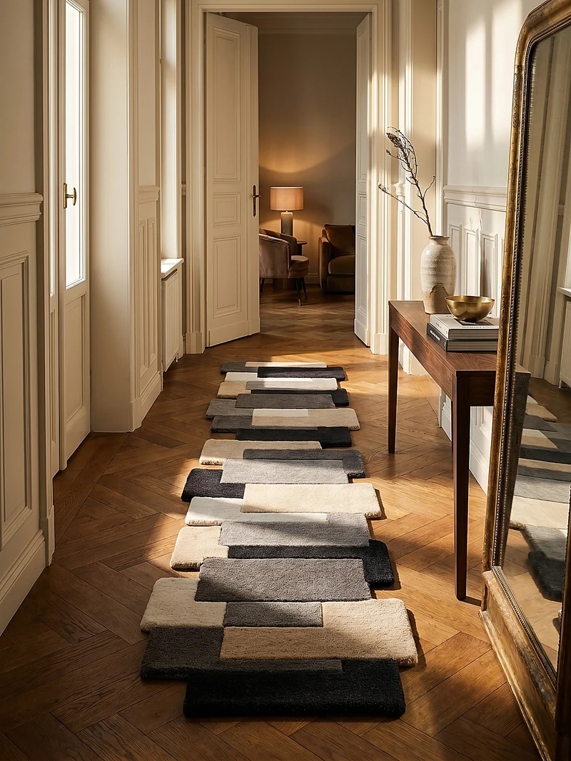 Wollteppich Cut-Out-Geometrie · 100 % Wolle · 10 mm Kurzflor