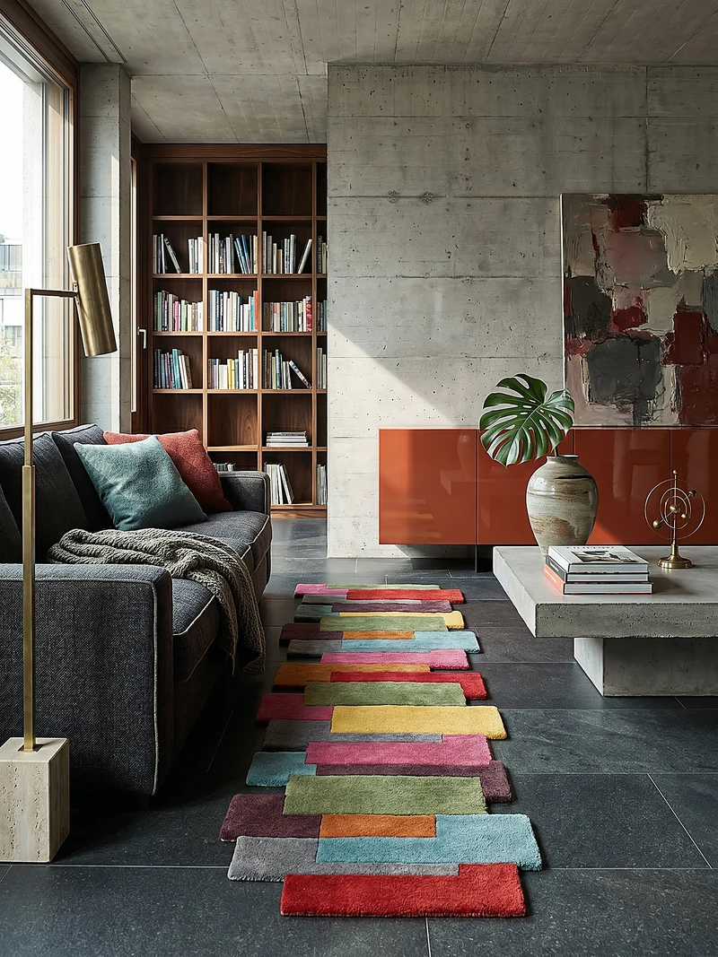 Wollteppich Cut-Out-Geometrie · 100 % Wolle · 10 mm Kurzflor