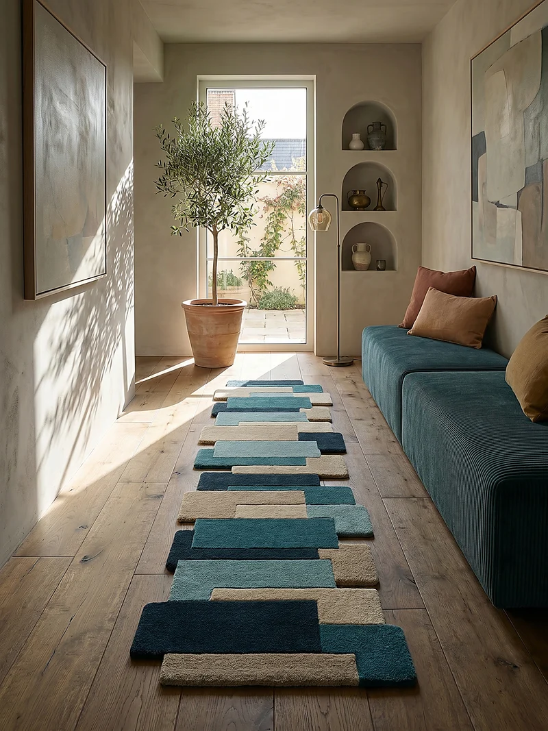 Wollteppich Cut-Out-Geometrie · 100 % Wolle · 10 mm Kurzflor