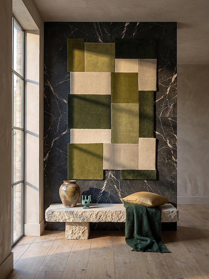 Wollteppich Cut-Out-Geometrie · 100 % Wolle · 10 mm Kurzflor