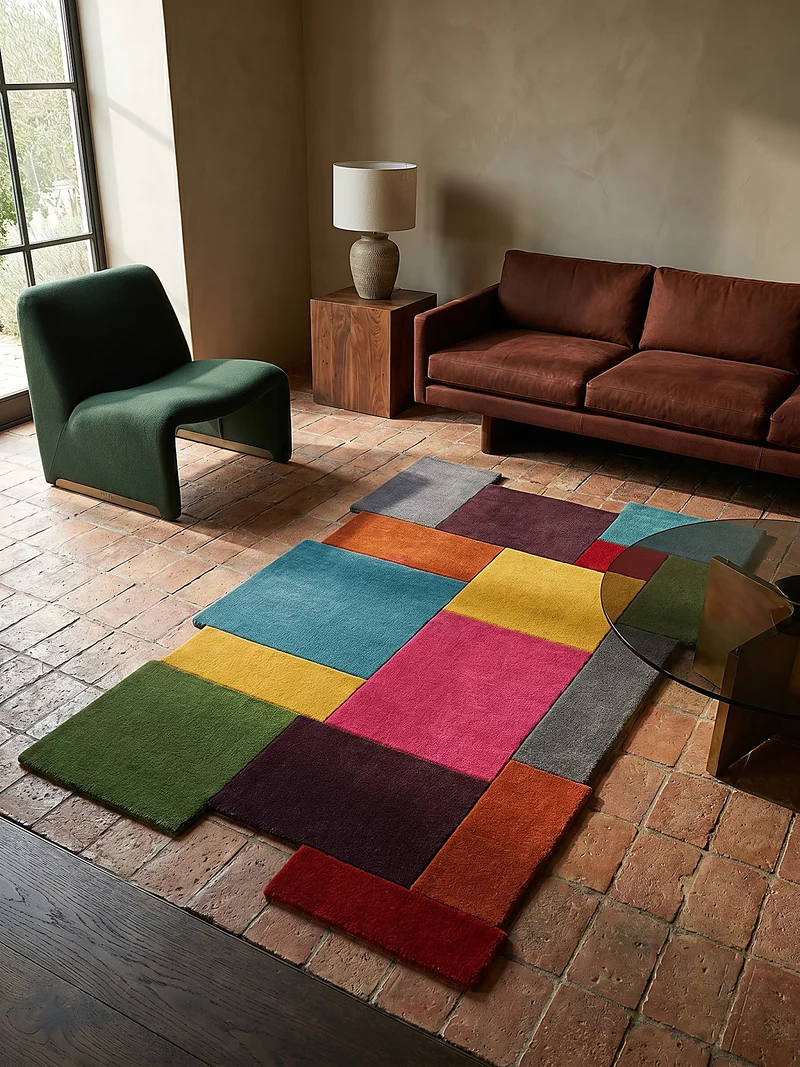 Wollteppich Cut-Out-Geometrie · 100 % Wolle · 10 mm Kurzflor