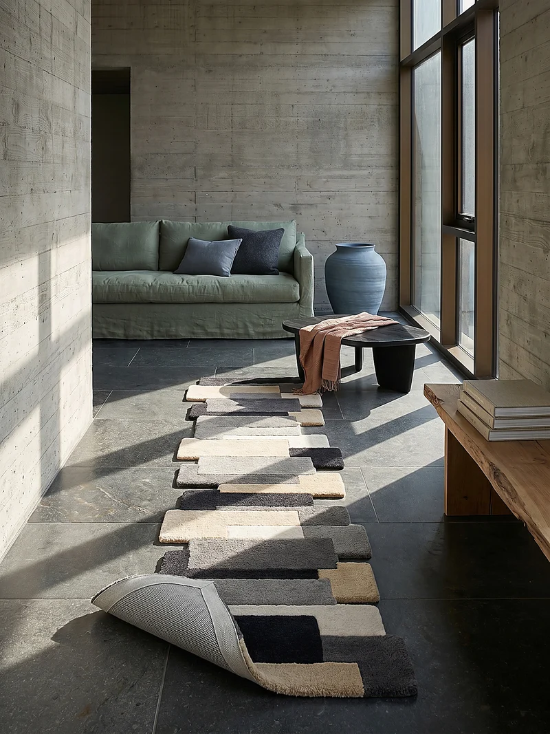 Wollteppich Cut-Out-Geometrie · 100 % Wolle · 10 mm Kurzflor