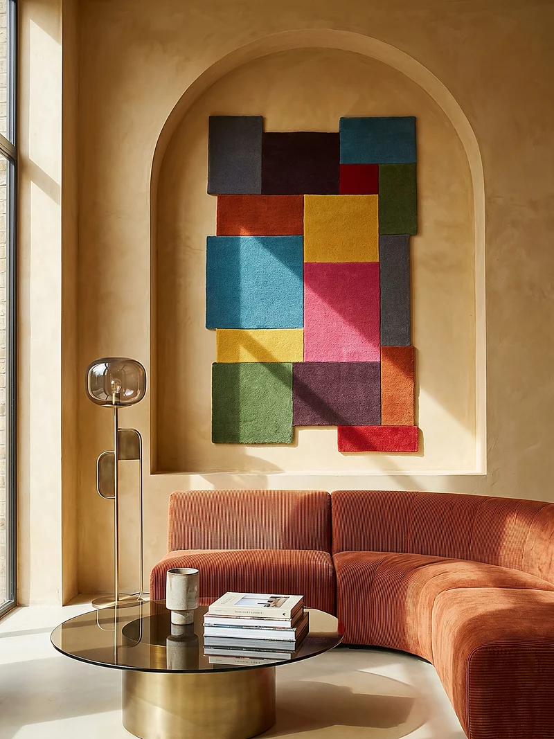 Wollteppich Cut-Out-Geometrie · 100 % Wolle · 10 mm Kurzflor
