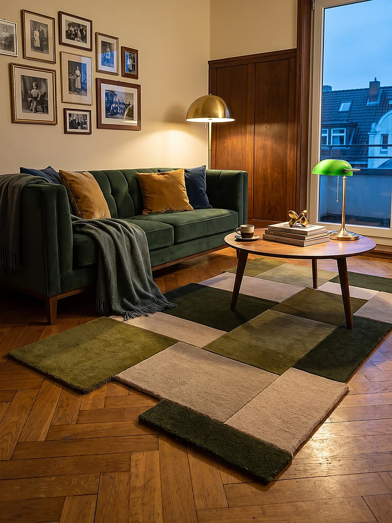 Wollteppich Cut-Out-Geometrie · 100 % Wolle · 10 mm Kurzflor