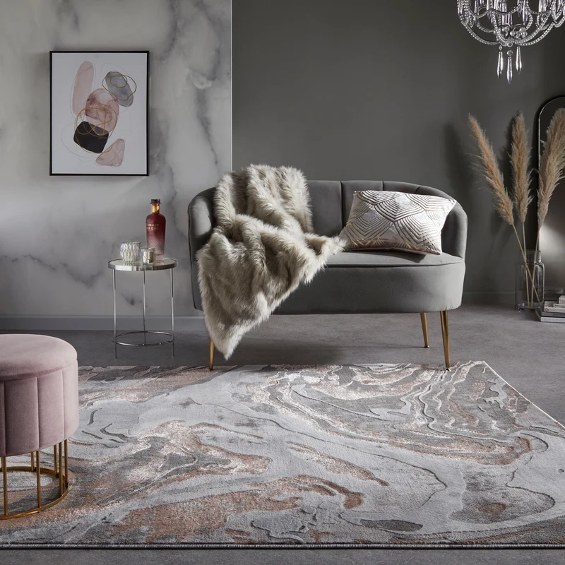 Teppich abstrakte Marmoroptik · 60 % Polypropylen · 12 mm Mittelflor