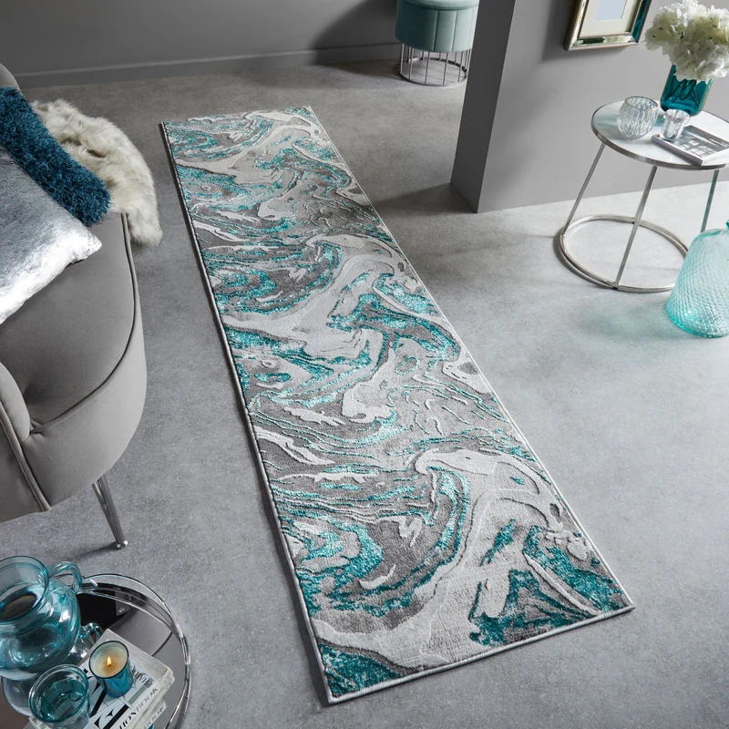 Teppich abstrakte Marmoroptik · 60 % Polypropylen · 12 mm Mittelflor
