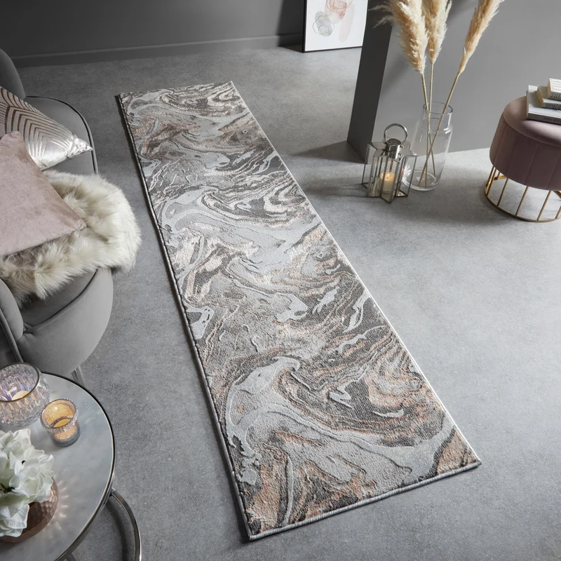 Teppich abstrakte Marmoroptik · 60 % Polypropylen · 12 mm Mittelflor