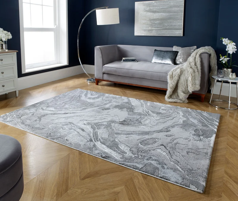 Teppich abstrakte Marmoroptik · 60 % Polypropylen · 12 mm Mittelflor