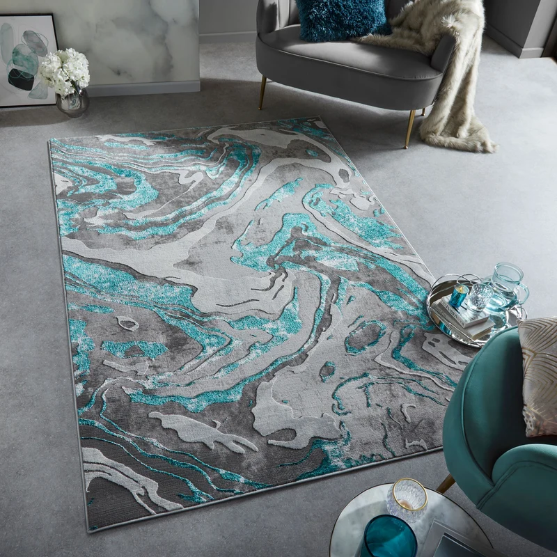 Teppich abstrakte Marmoroptik · 60 % Polypropylen · 12 mm Mittelflor