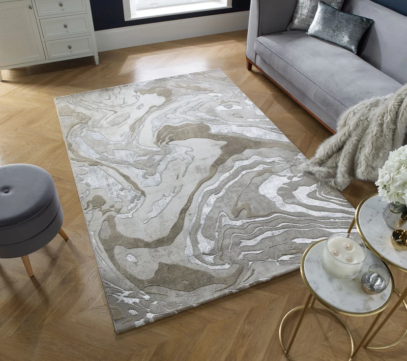 Teppich abstrakte Marmoroptik · 60 % Polypropylen · 12 mm Mittelflor