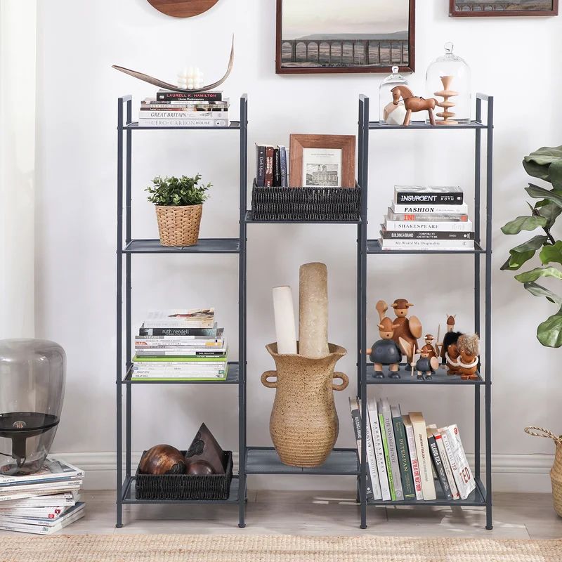 5-Tier Storage Rack, Bathroom Shelf, Extendable Plant Stand with Adjustable Shelf, for Bathroom, Living Room, Balcony, Kitchen, Black
