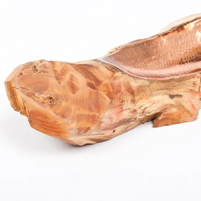 Teak & Kupfer Deko-Schale TEMBAGA-Five ca. 50cm Natural