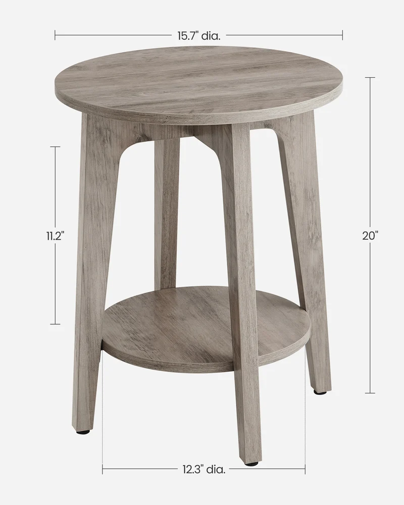 Round End Table Farmhouse Small Side Table Living Room Corner Table Drink Table Greige