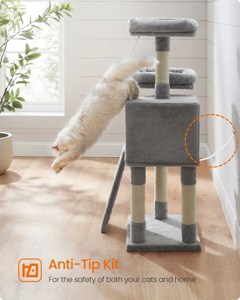 Feandrea Cat Tower, Cat Tree for Indoor Cats, 45.3-Inch Cat Condo with Scratching Post, Ramp, Perch, for Kittens, Elderly Cats, Adult Cats