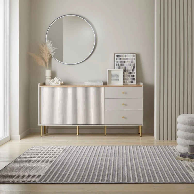 Teppich maschinenwaschbar Streifen-Design IAN