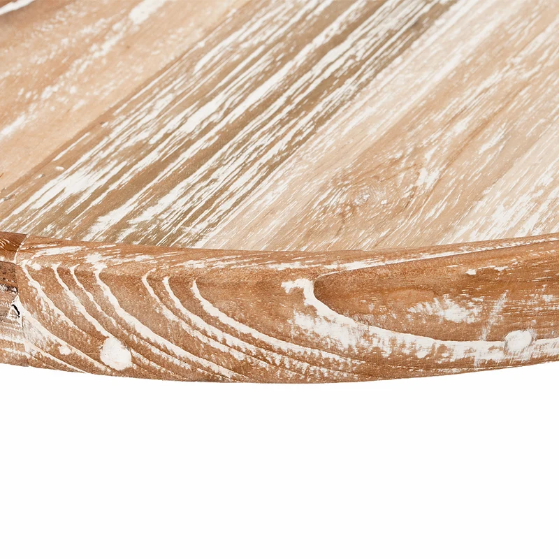 Teak Couchtisch TONDO D65cm Weiß / White Wash
